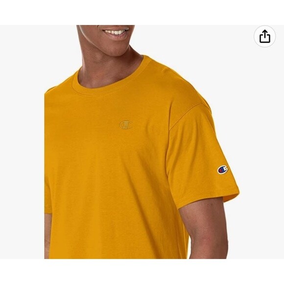 Champion T-Shirt Men’s Medium Yellow Classic Tee Champion Men's Unisex Cotton B3 - Picture 5 of 8